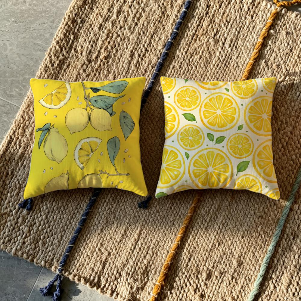 Y-Yellow Lemon Cushion Cover Fabric Soft Furnishing,Pillowcase, Cushion Cover, Sofa Pillow, Home Decoration