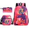 School Season Student Backpack Heat Transfer Backpack Satchel Pencil Bag Three-Piece Set