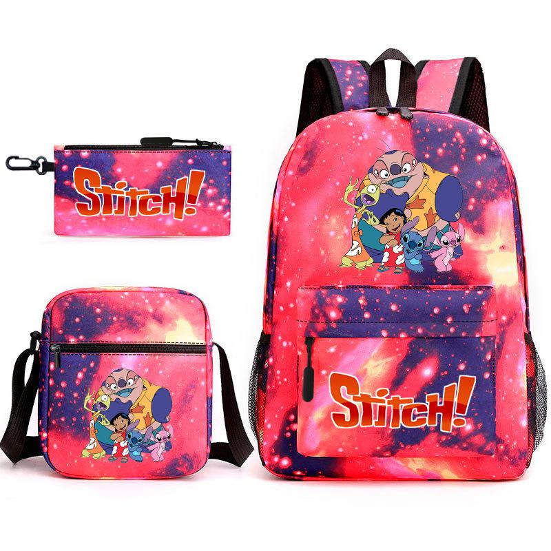 School Season Student Backpack Heat Transfer Backpack Satchel Pencil Bag Three-Piece Set