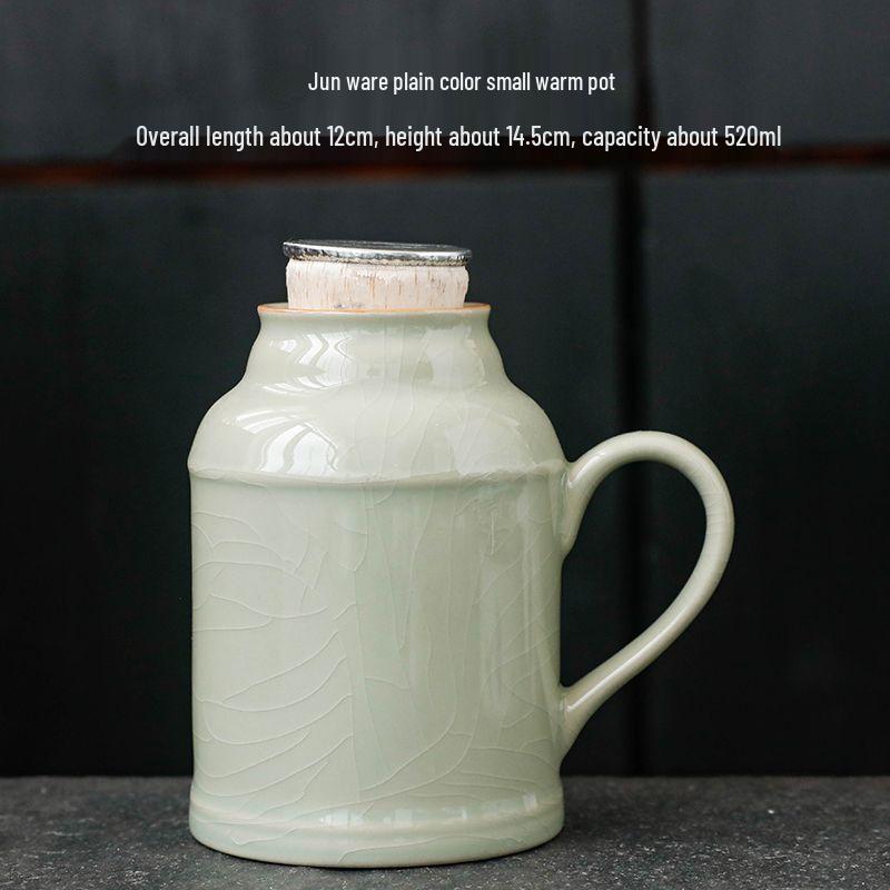 Ru Kiln Ceramic Hand Warmer and Teapot: Small Hot Water Bottle, Retro Stewing Pot, Insulated Gongfu Tea Brewing Pot.