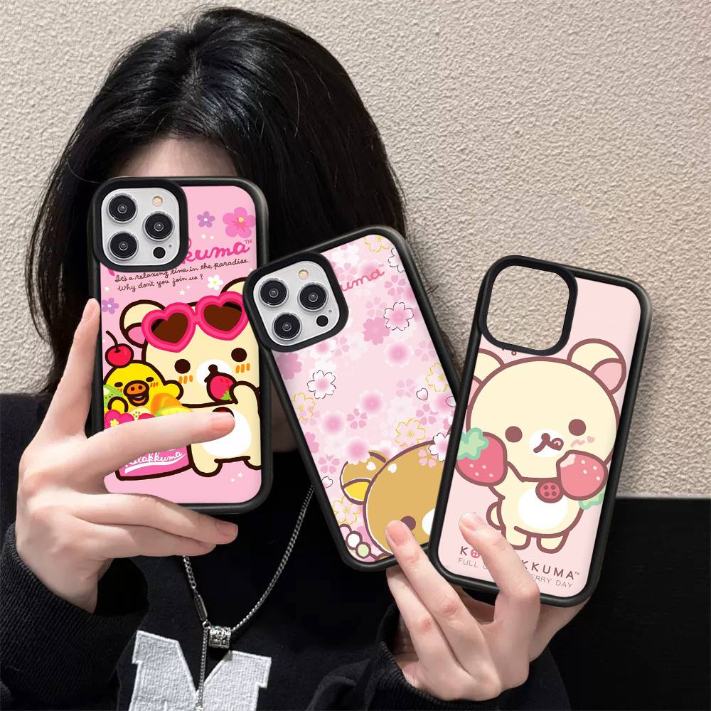Anime Cute Cartoon Rilakkuma Movie For IPhone 17 16 15 14 13 12 11 Mini Pro Max Plus PC+TPU Back Phone Cover