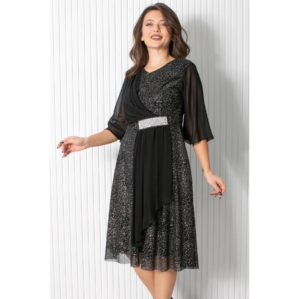 Pailletten-Abendkleid Marineblau Fhm900