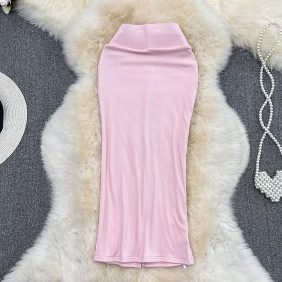 Dámská midi sukně jednobarevná s rozparkem vzadu, s vysokým pasem, rybího střihu, obepínající boky, do kanceláře, pouzdrová sukně