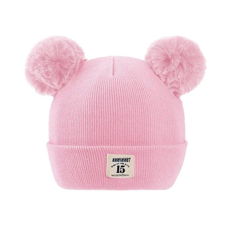 Wintermütze für Kinder, warm, Baby-Strickmützen mit Bommel, Kinder-Strickmütze, einfarbig, Kindermütze für Jungen und Mädchen, Zubehör