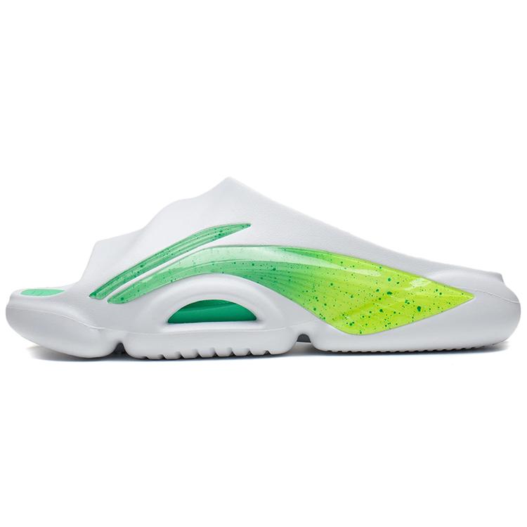 Li Ning Speed 8 Quiet Slip Resistant Abrasion Resistant Slide Slippers Men's White Green ABTS009-14