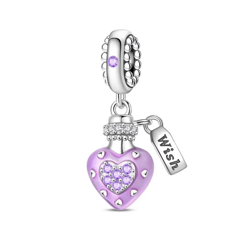 Sparkling Purple Charm Bead Components Copper Metal Jellyfish Birthday Pendant Bead Component Bead Component Compatible Authentic Original Bracelet