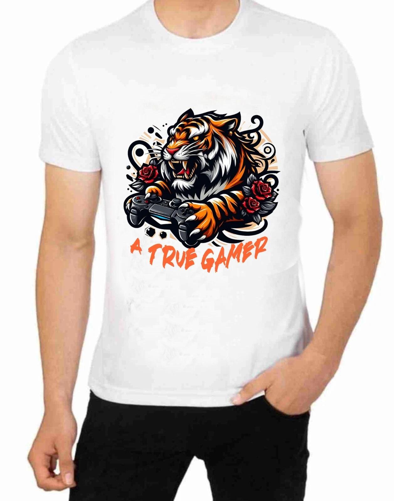 A Tiger A True Gaming Gamer T-Shirt Computer Games XL