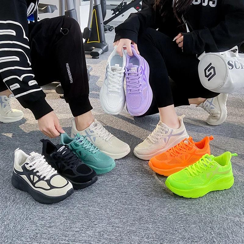 Women Shoes Fashion Colors Chunky Sneakers Breathable Mesh Casual Sport Running Shoes Girl Trainers