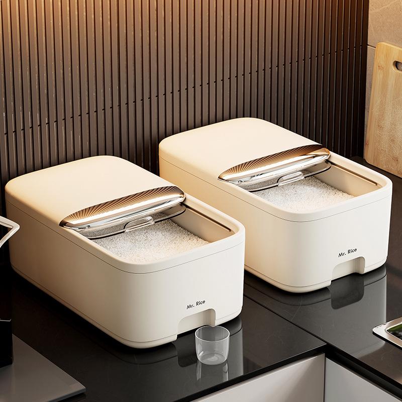 Large Capacity Food-Grade Rice Container with Push-Pull Lid - Insect & Moisture Proof