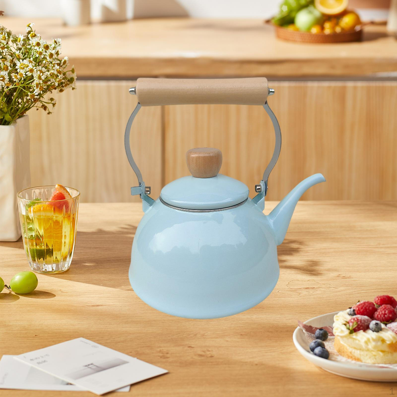 

Эмалированный чайник для чая, китайский чайник, 1,4 л, фарфоровый горшок для кофе, кемпинга синий