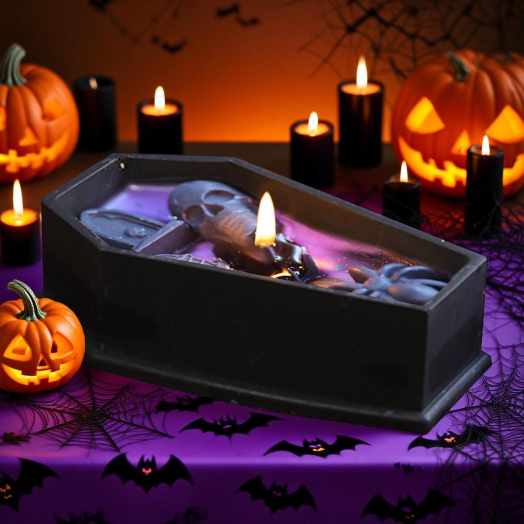 Scented Candles Halloween Coffin Candle Fragrant Room Decor Table Centerpiece Coffin for Birthday Women Men Desk Party Farmhouse