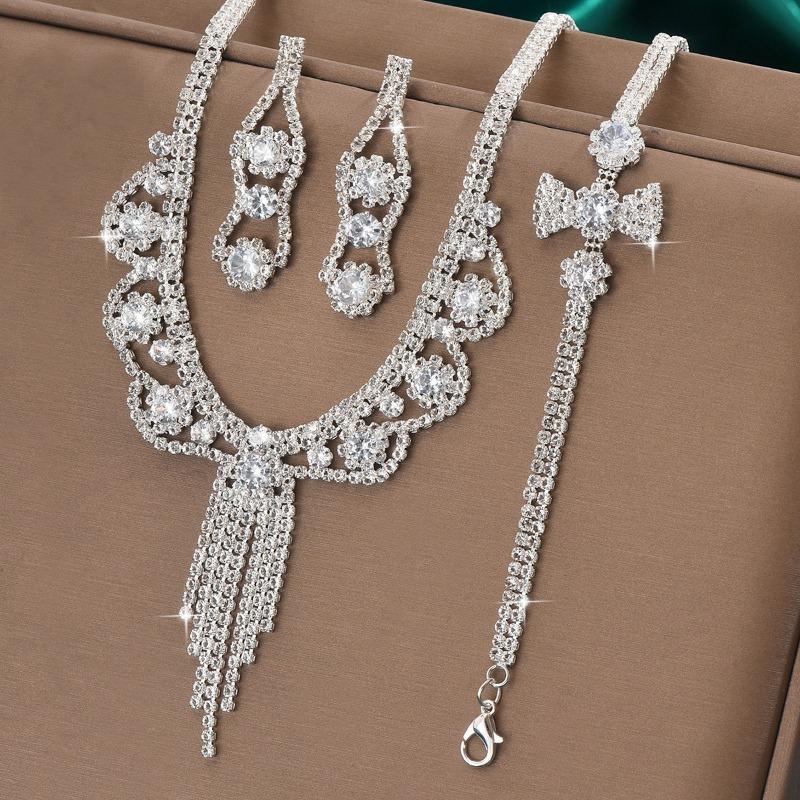 Meier Three-piece set, bracelet, earrings, necklace, women s chain, elegant dress wedding accessories