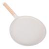 Pfannkuchenplatte Antihaftbeschichtete Aluminiumlegierung Flache Bratpfanne mit Holzgriff für Tortilla Roti Indischer Pfannkuchen Beige