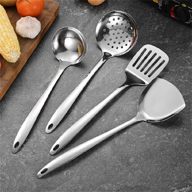 7Pieces Stainless Steel Serving Tool Set Slotted Turner Long Handle Cooking Shovel Cooking Sppon for Everyday Use