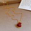 18k Real Gold Electroplated Chinese Style Red Oil Drop Gourd Necklace Accessories Women's Sweater Chain Necklace