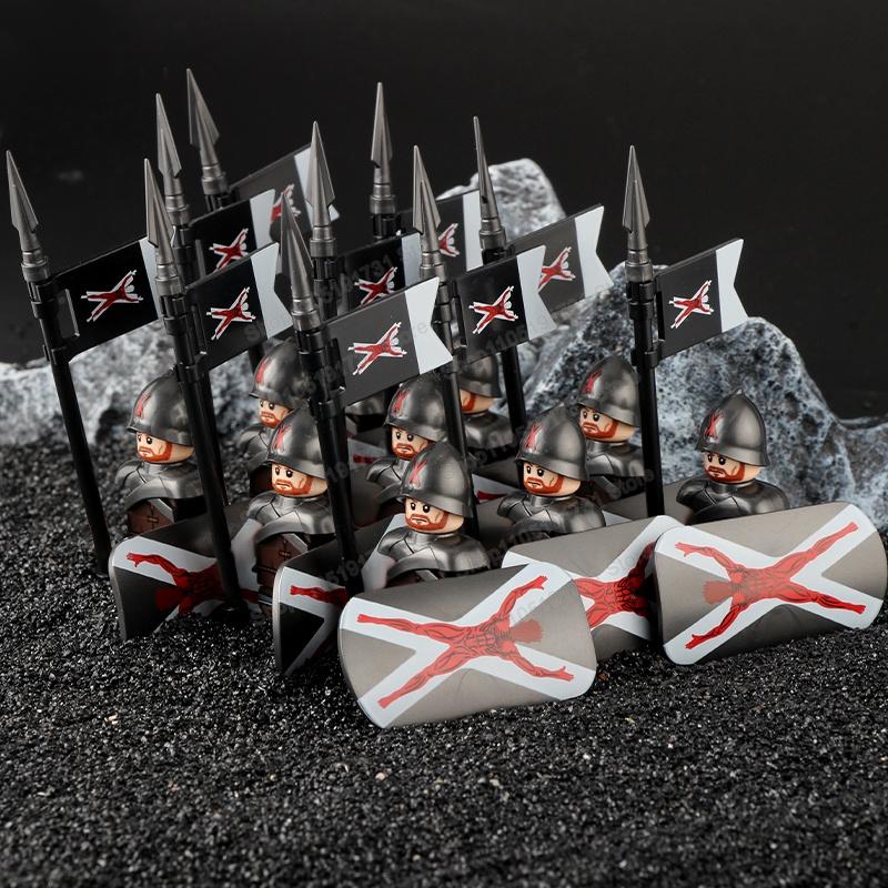 Blocs de Construction Soldats Croisés Militaires Médiévaux Château Chevaliers Hospitaliers Chevaliers Teutoniques Casque de Guerrier Briques Jouet DT8901