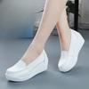 Fashion Women Wedge Platform Shoes 2025 Summer Fashion Comfortable Leather Casual Slip-on Women's Loafers Hollow Out Breathable Shoes