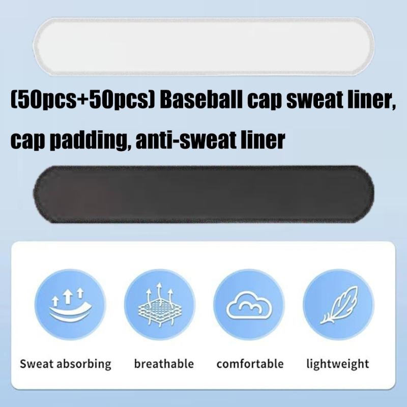100Pcs Hat Liner Sweat Absorbing Pad Hat Liner Absorbent Sweat Pad Sweatband for Sports Running Cycling Hiking Golfing