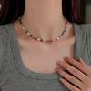 Colorful Natural Stone & Freshwater Pearl Beaded Choker Necklace for Women - Spring/Summer Collection