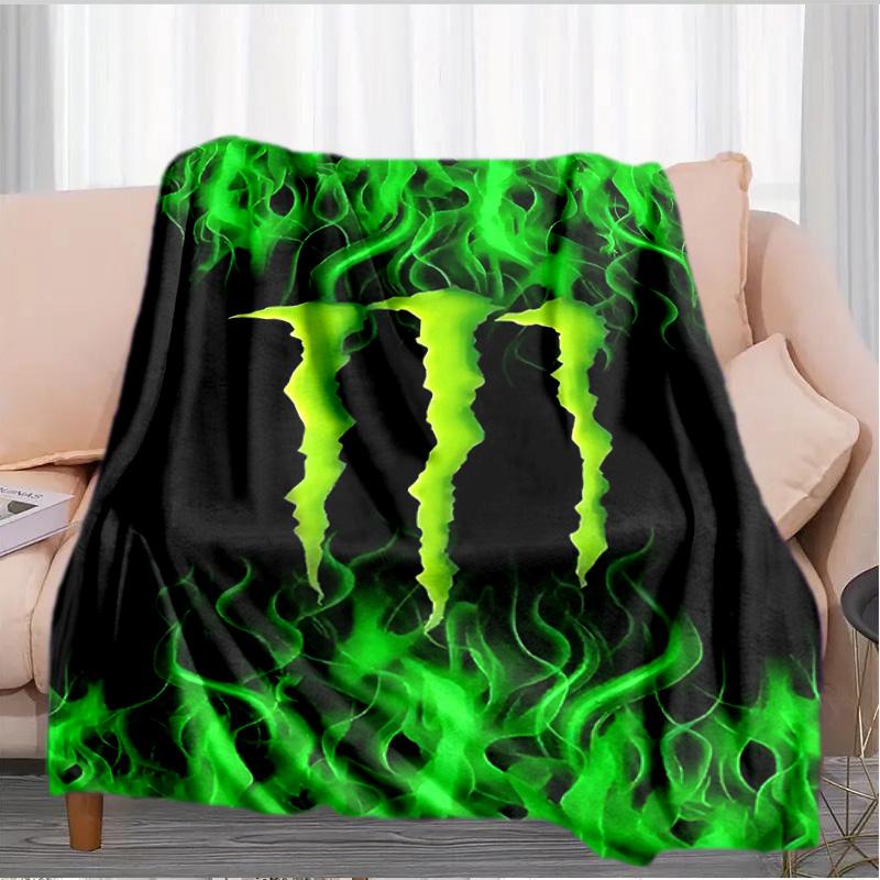 Výkonná energetická nápojová logo deka Vhodná na pohovky, postele, kancelárie a kempovanie - Perfektný darček na Halloween Vianoce