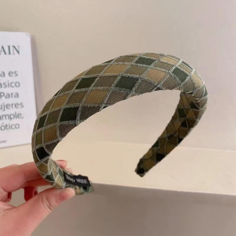 

Модная губчатая клетчатая повязка на голову для женщин, девушек, корейская милая красочная широкая эластичная толстая пышная повязка для волос, головной убор, аксессуары для волос