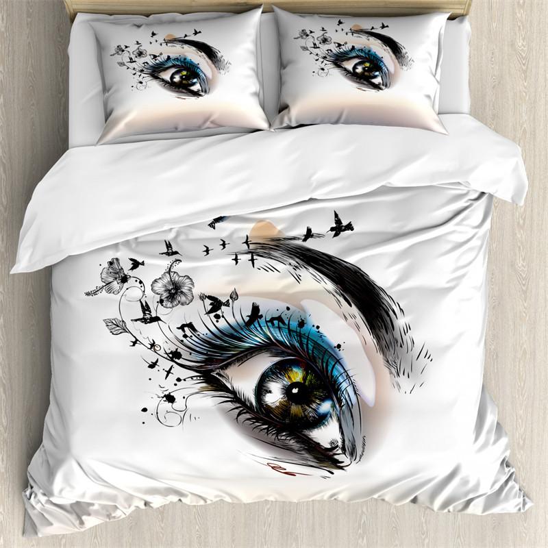 Beauty Eyelashes Duvet Cover Queen For Girls Woman Eyes Pattern Design Comforter Cover Modern Lovely Sexy Eyelashes Bedding Set