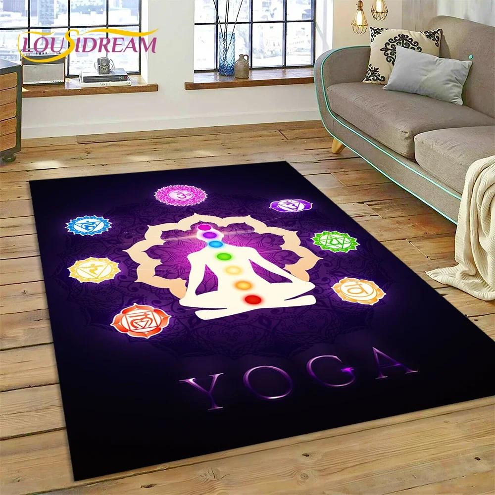 3D Yoga Meditatie Regenboog 7 Chakra Tapijt Tapijt voor Slaapkamer Woonkamer Thuis Bank Decoratie, Kinderspel Grote Decoratieve Vloermat