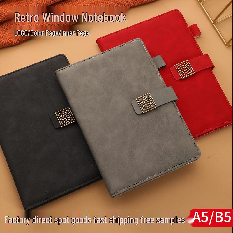 Vintage Style Cultural Creative Magnetic Hardcover Business Notebook A5 темно-синий