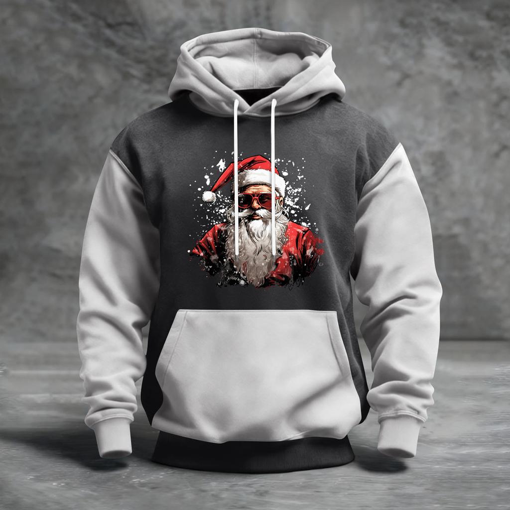 Herren Weihnachten Print Colorblock Kapuzenpullover Lässig Sport Komfort Sweatshirt