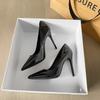 New Design Shoes Autumn Black Patent Leather Pointed Toe Women's High Heels Sexy Women's Dresses Slim Heels Women Wedding