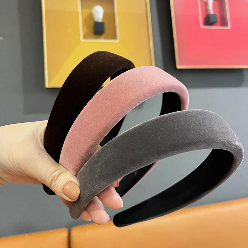 Høst Vinter Kvinner Varmt Fløyelstoff Svamp Polstret Pannebånd for Dame Jenter Casual Shopping Hårtilbehør