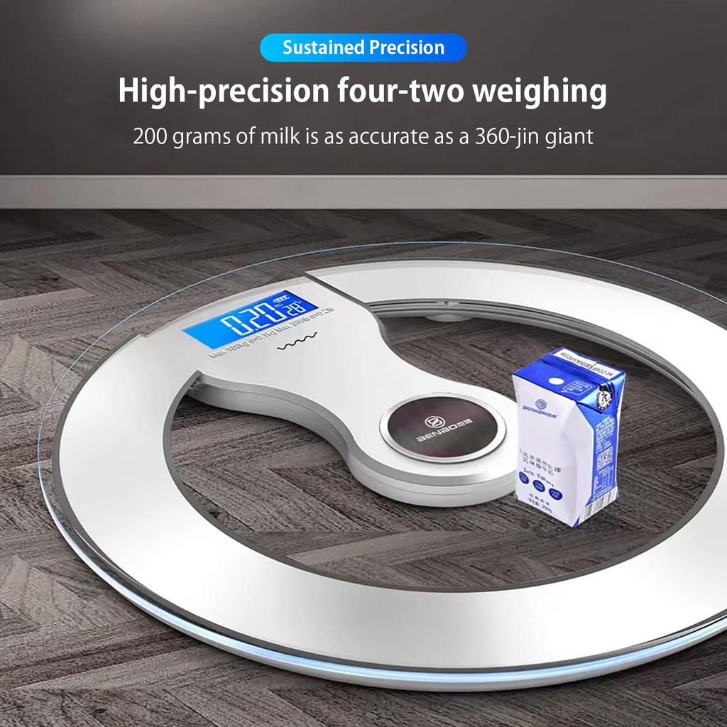 Smart Weight Scale Bluetooth LCD Display Light Energy Automatic Charging Rechargeable Home Weight Measure Fat Calories Scale