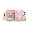 Japanse Style Kawaii Shoulder Canvas Bag Girls Student Small Mutipockets Transparent Crossbody Bags Women New