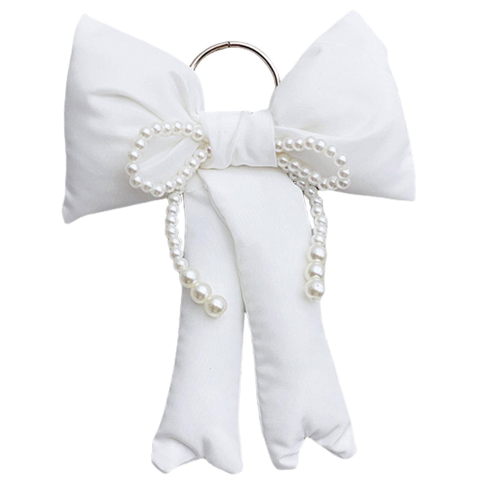 

Стильный брелок с бантом из искусственного жемчуга, подвеска с бантиками для женских сумок и рюкзаков, красочный брелок для ключей, украшение для сумки белый