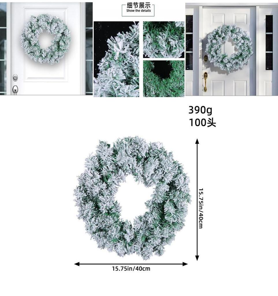 Wholesale 2023 New Christmas Wreath With Snowy Pvc Vine For Decoration In Shopping Mall And Window Display Small Medium And Large Sizes
