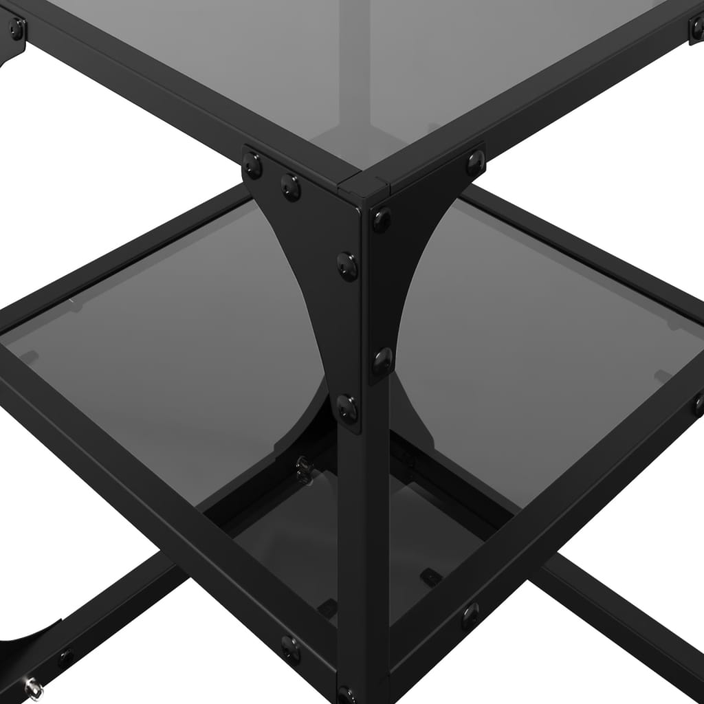  Coffee Tables with Black Glass Top, 2 Pcs., 30x30x45 Cm