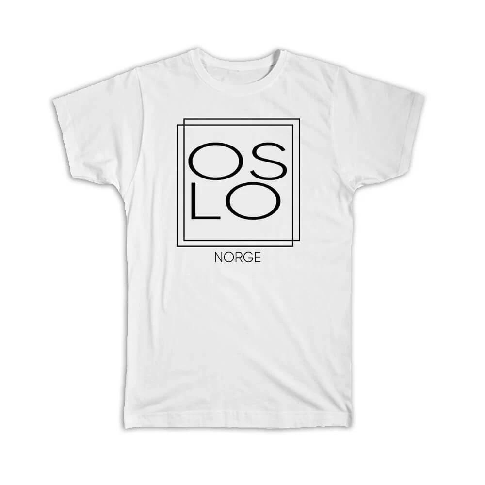 Gift T-Shirt : OSLO Norway Square Modern Minimalist Font XL