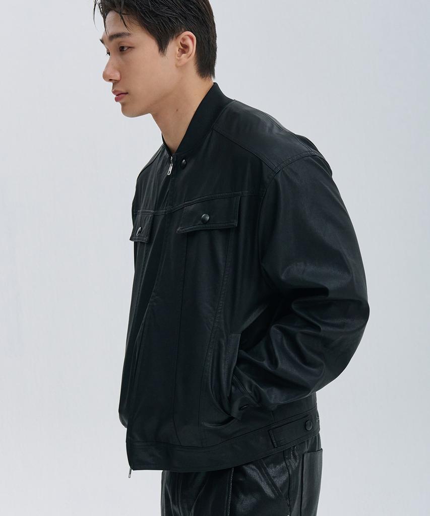 Ninez Pocket Crop Leather Jacket