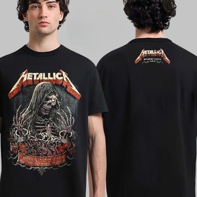 Metallica M72 Landover 2025 Veranstaltungsort T-Shirt in Landover Maryland Im Northwest Stadium am 28. Mai 2025 Die Kunst des angeketteten Skeletts