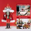 30CM Wooden Nutcracker Ornament Soldier Figure Handcraft Doll Home Office Table Xmas Decoration Statue Childrens Christmas Gift
