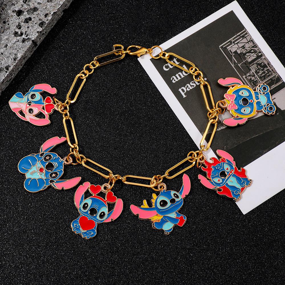 Stitch Cartoon Charm Bracelet For Girls With Zinc Alloy Finish Perfect For Friendship Gift