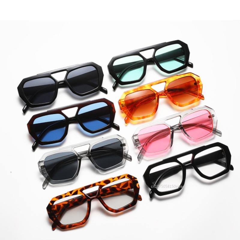 Retro Double Bridges Women'S Sunglasses Leopard Tea Gradient Shades Eyewear Brand Designer Sun Glasses  Uv400