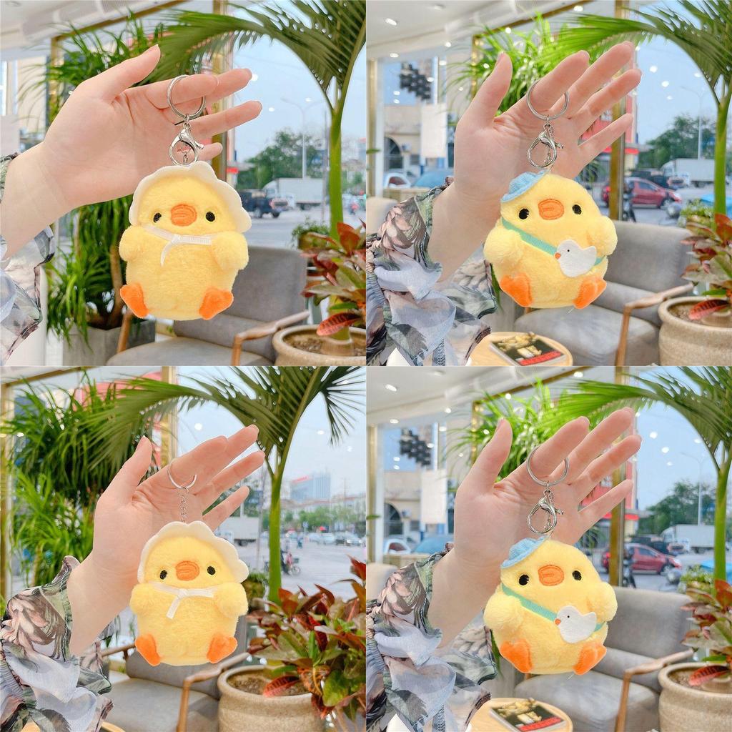 Cute Little Yellow Chicken Plush Toy Doll Pendant Keychain Netred Gift For Kids