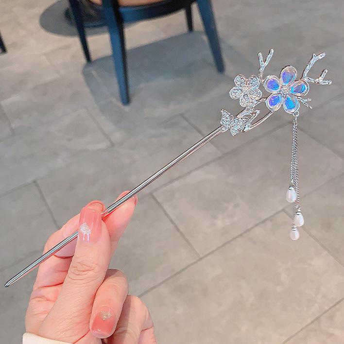 Four Seasons Chinese Tassel Hairpin: Ancient Style Hanfu with Fresh Pearl and Jiangnan Classical Cheongsam Hair Accessory