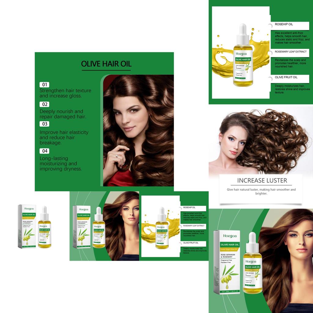 Hoegoa Olive Hair Care Oil Deeply Moisturizing And Nourishing Smooth Shine Treatment 50ml