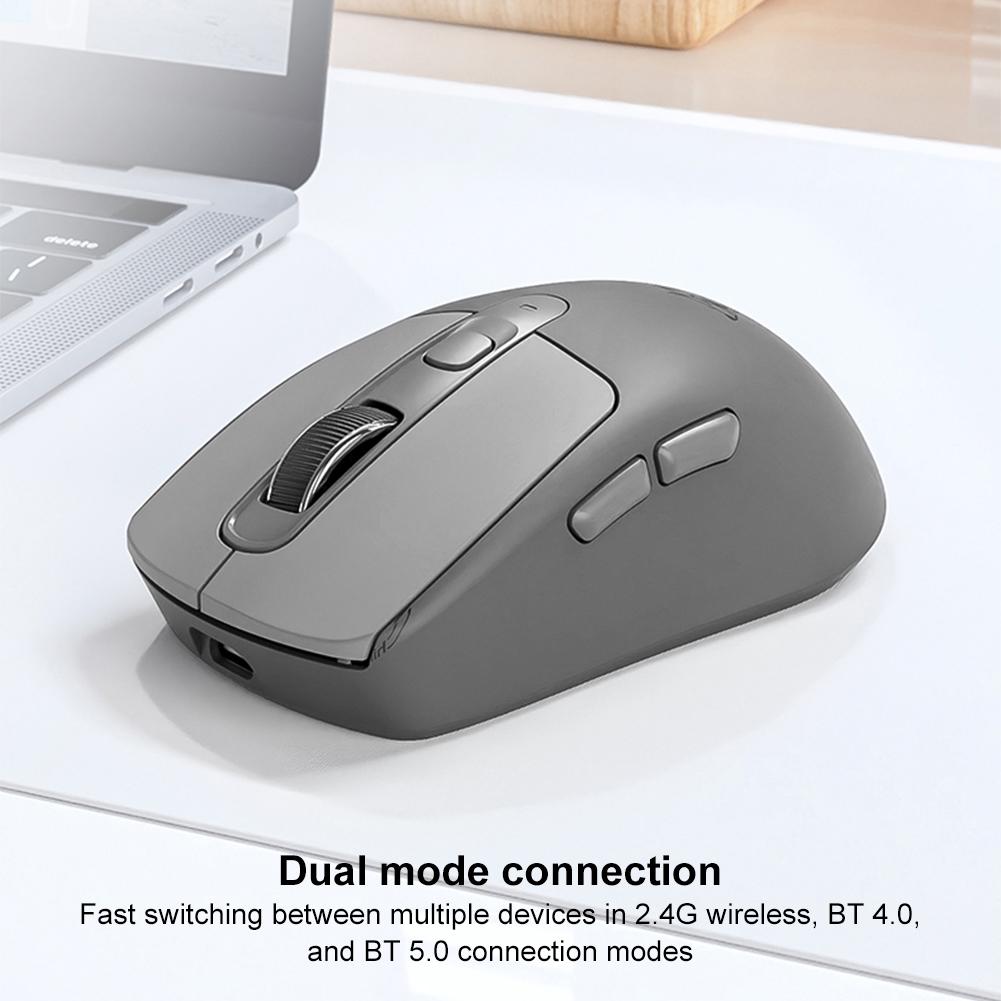 

Bluetooth-совместимая мышь BT 5.0/4.0 + 2.4Ghz перезаряжаемая эргономичная компьютерная мышь оптическая мышь для ПК ноутбука настольного компьютера серый