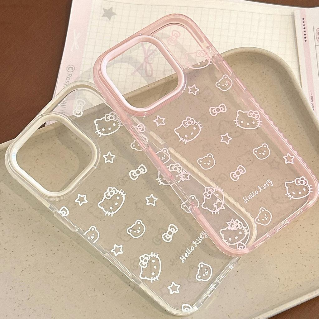 Ins-style Transparent Line Cat iPhone 16 Case Suitable for Apple 15, 17 Pro Max, Cartoon 13, Soft 11