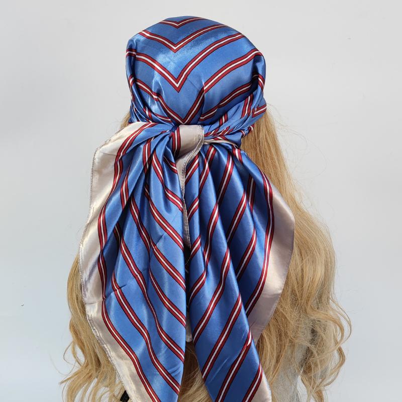 Lenço de Pescoço Xale Envoltórios Estampa Seda Cetim Cachecol quadrado Mulheres Muçulmanas Hijab Elegante Faixa de Cabelo Bandana design marca foulard