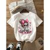 Europäische Größe Halloween Totenkopf Print Rundhals T-Shirt, Bequemes Kurzarm Freizeit Oberteil für Sommer & Frühling, Damenbekleidung