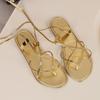 Zomer 2025 Dames Metallic Kruisband String Platte Sandalen